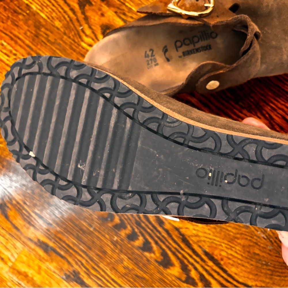 Papillo birkenstock Brown Suede Women's Shoes with Gold Buckle - Picture 3 of 4
